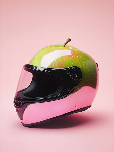 Appel als motorhelm