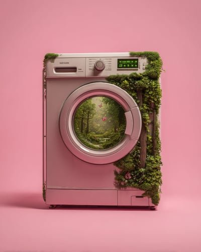 Wasmachine die in een bos verandert